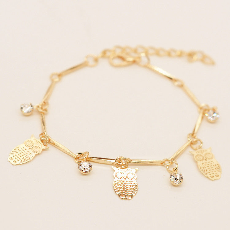 Ethnic Style Golden Owl Tassel Bracelet