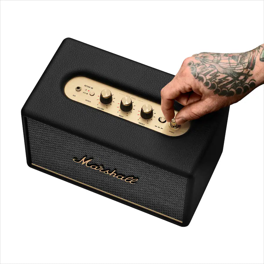 Marshall Acton III Bluetooth Home Speaker with Bass / Treble / Volume Controls and 3.5 mm Auxiliary Input, Black