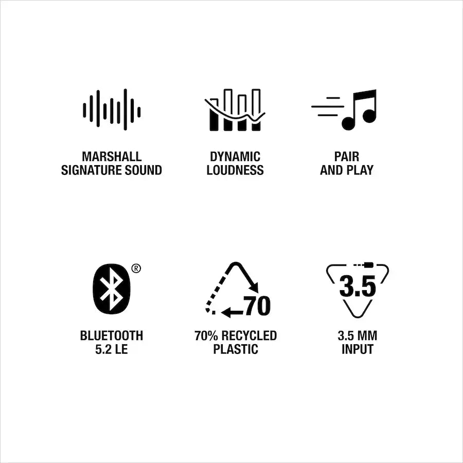 Marshall Acton III Bluetooth Home Speaker with Bass / Treble / Volume Controls and 3.5 mm Auxiliary Input, Black