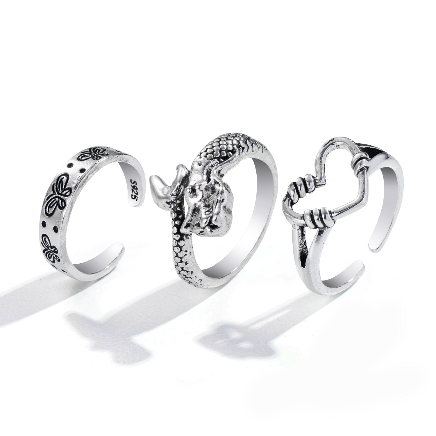 Hot Selling Creative Personality Butterfly 2-Piece Set Ins Same Punk Style Couple Ring