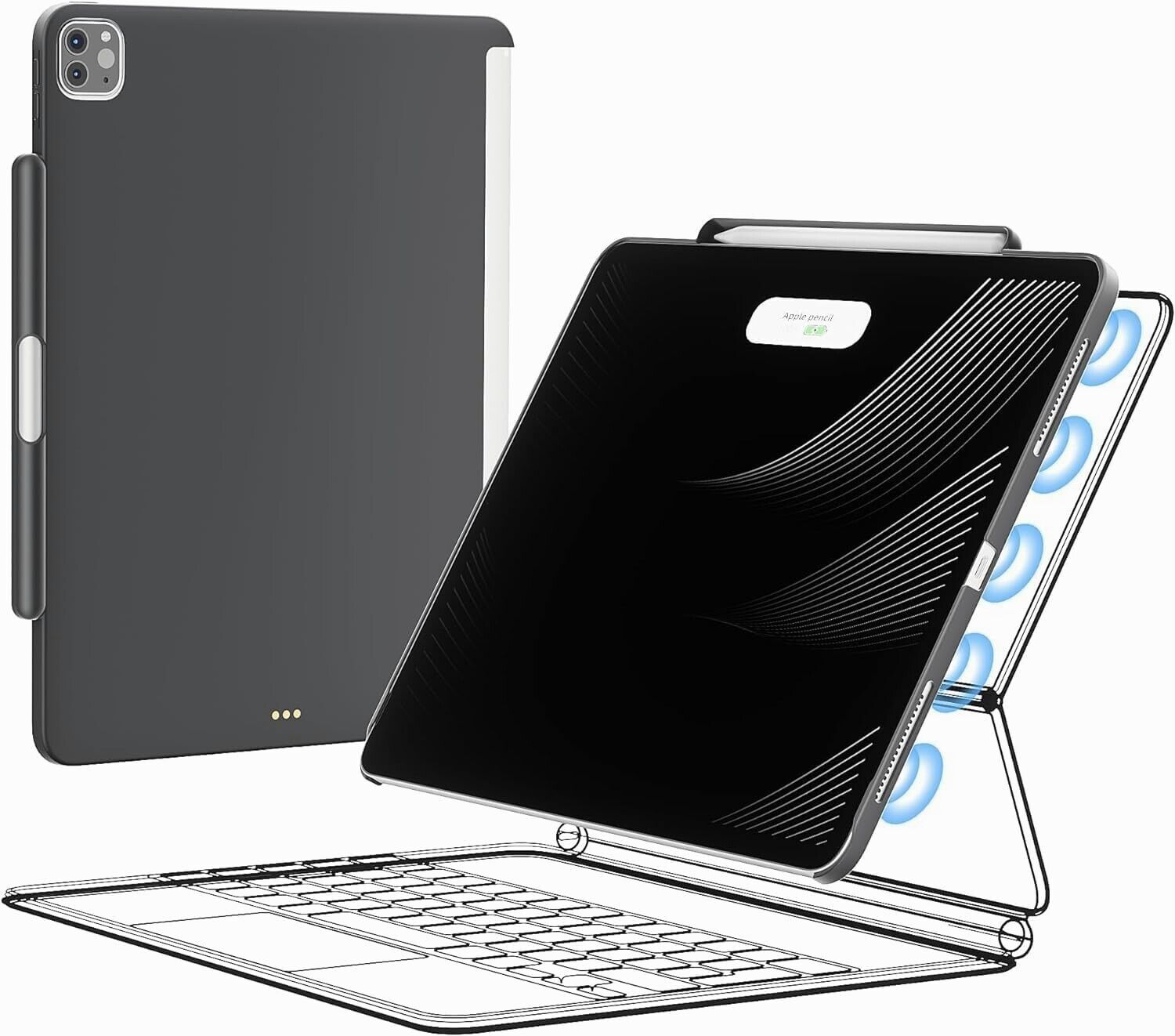 iPad Pro Case 12.9 inch Compatible with Magic Keyboard & Smart Keyboard Folio