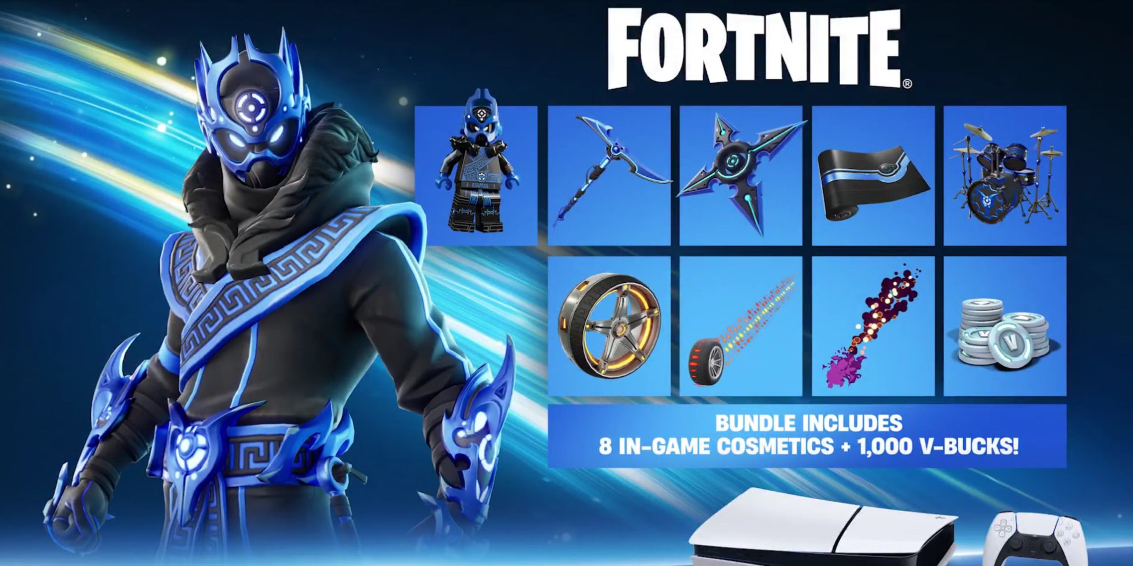 PlayStation 5 Pro 3TB SSD Console with Disc Drive, Wireless Controller and Charger, Fortnite Cobalt Star - CFI-7019 PS5 Pro