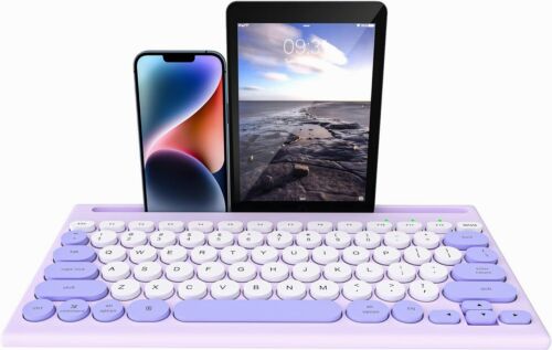 Mytrix Purple Multi-Device Bluetooth Wireless Keyboard for Laptop PC iPad Tablet