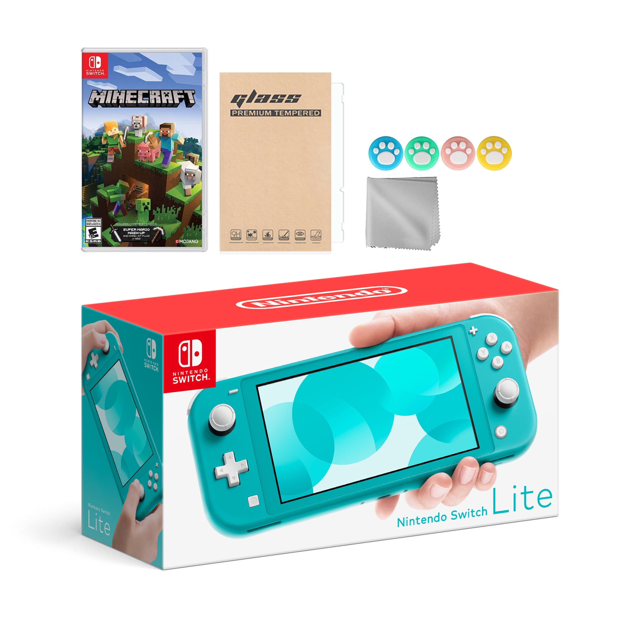 Nintendo Switch Lite Turquoise with Minecraft and Mytrix Accessories NS Game Disc Bundle Best Holiday Gift