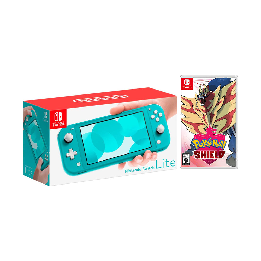 Nintendo Switch Lite Turquoise Bundle with Pokémon Shield NS Game Disc - 2019 New Game!