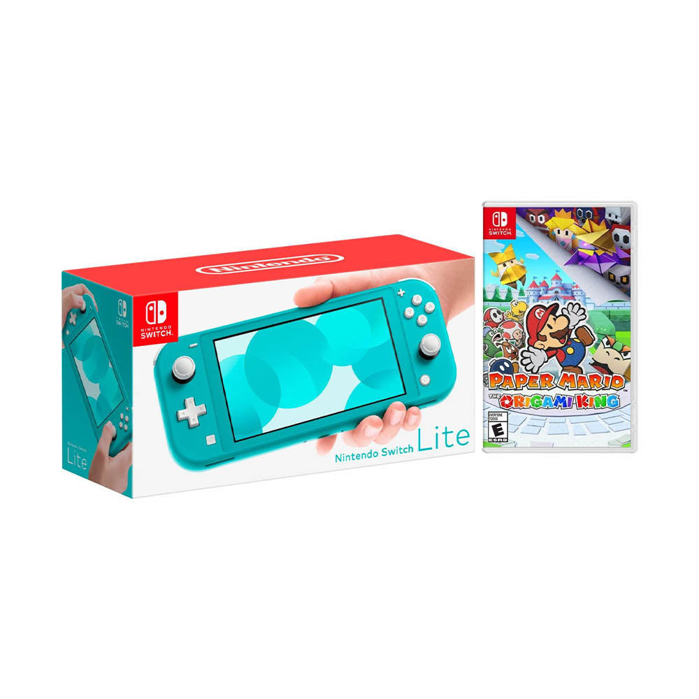 Nintendo Switch Lite Turquoise Bundle with Paper Mario: The Origami King NS Game Disc - 2020 Best Game!