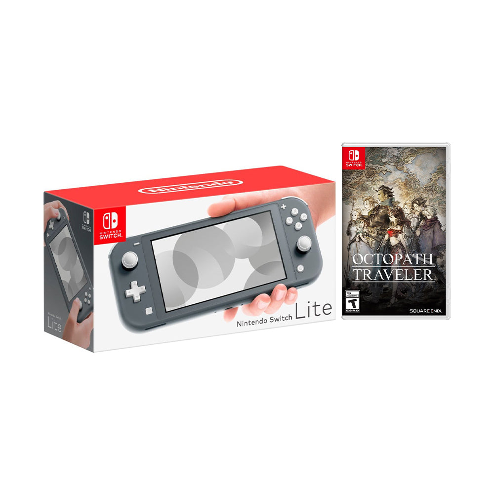Nintendo Switch Lite Gray Bundle with Octopath Traveler NS Game Disc - 2019 New Game!