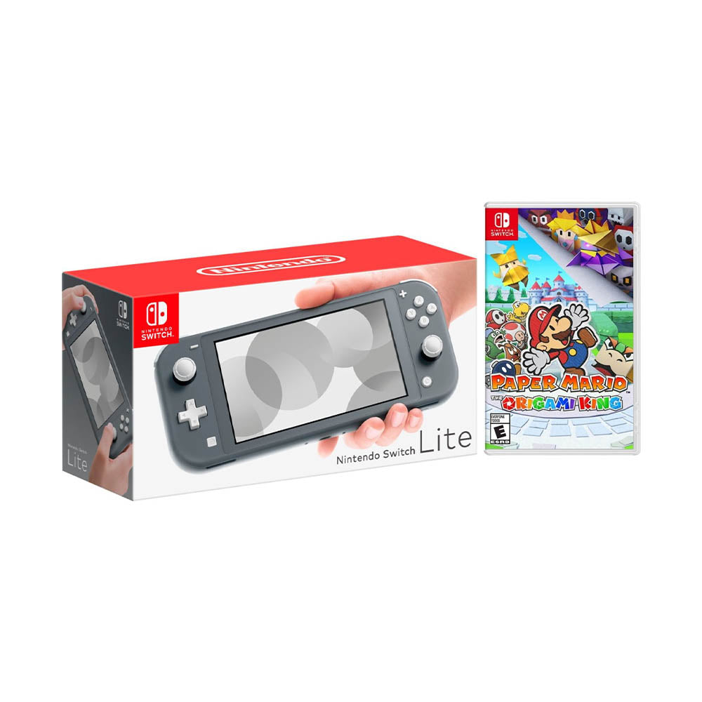 Nintendo Switch Lite Gray Bundle with Paper Mario: The Origami King NS Game Disc - 2020 Best Game!