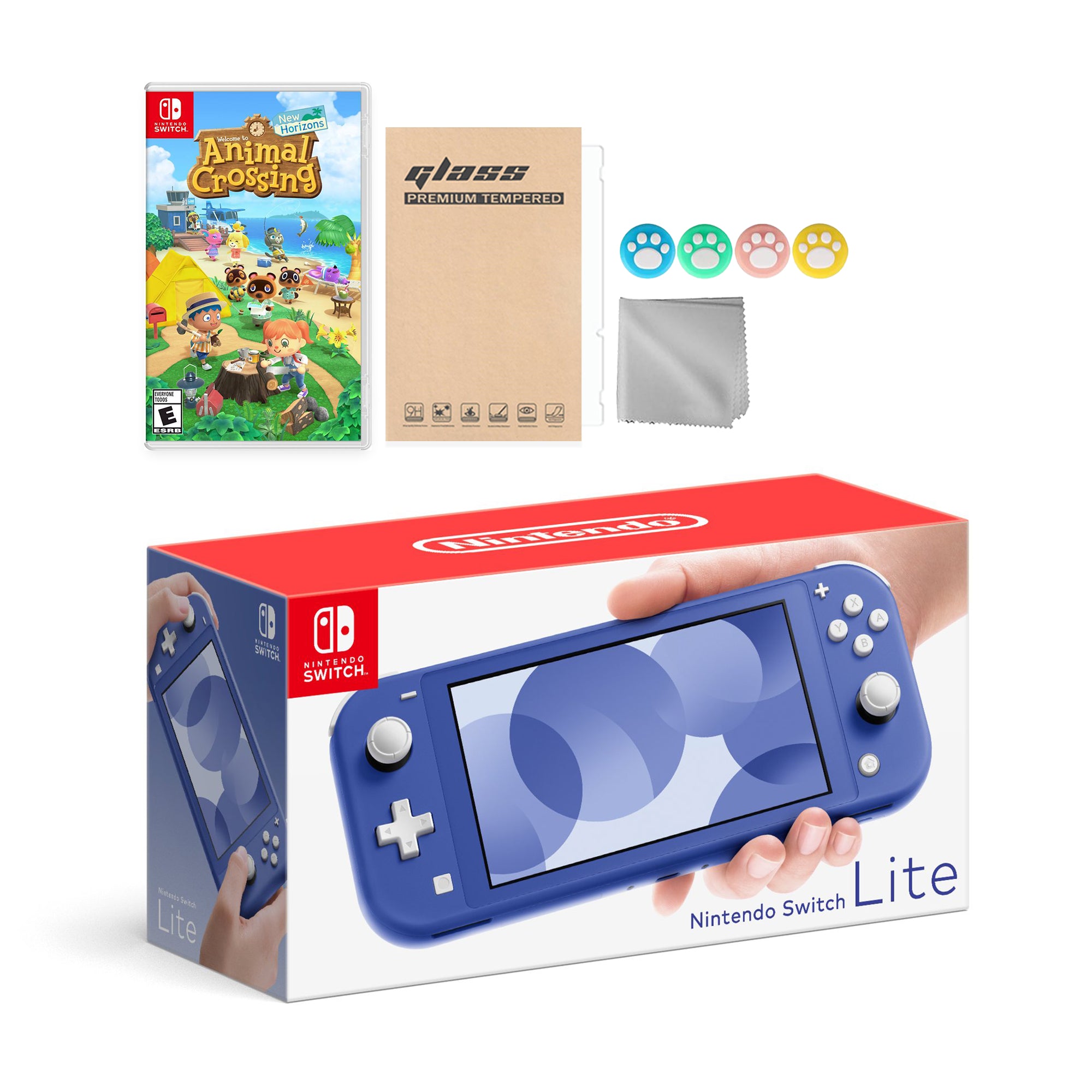 Nintendo Switch Lite Blue with Animal Crossing: New Horizons and Mytrix Accessories NS Game Disc Bundle Best Holiday Gift