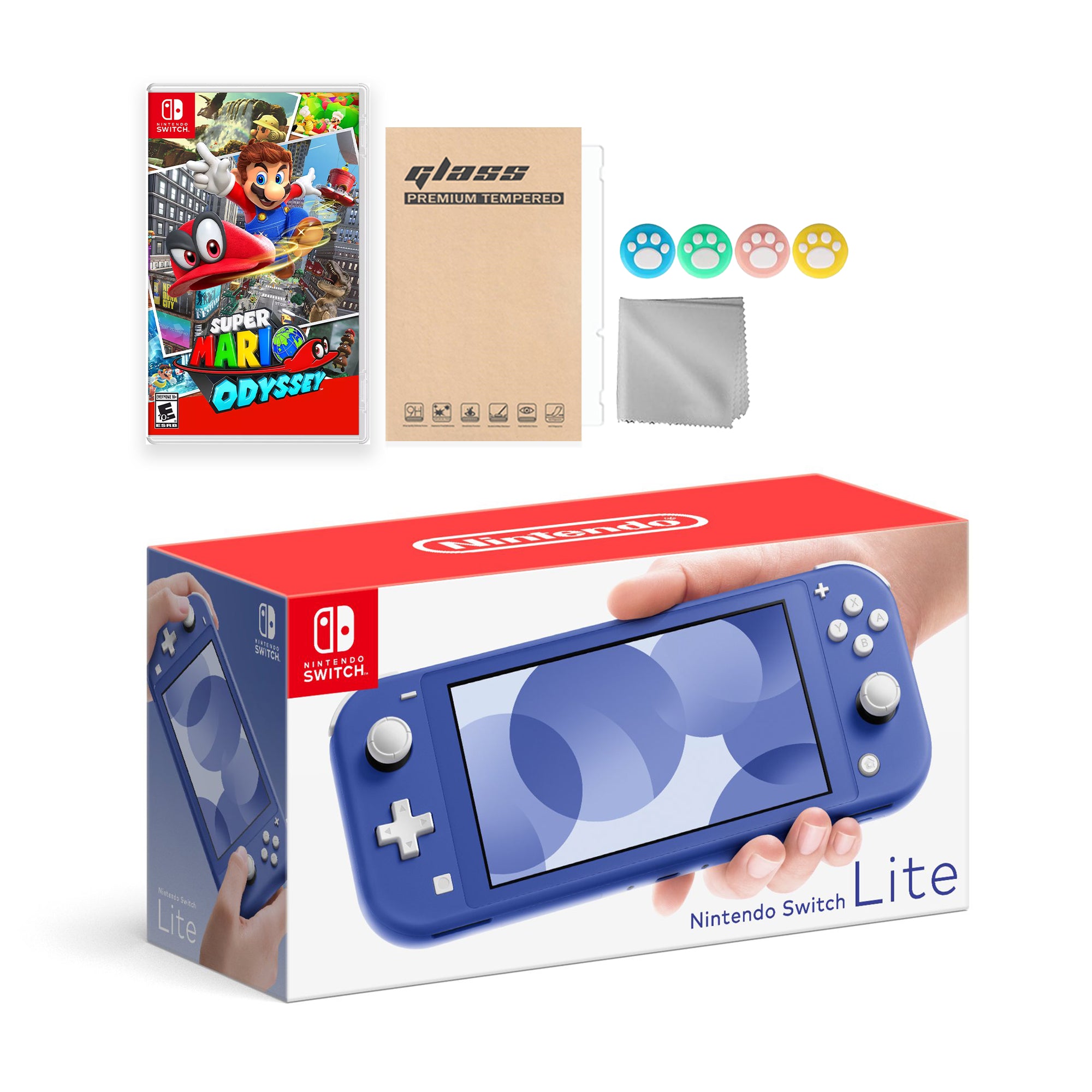 Nintendo Switch Lite Blue with Super Mario Odyssey and Mytrix Accessories NS Game Disc Bundle Best Holiday Gift
