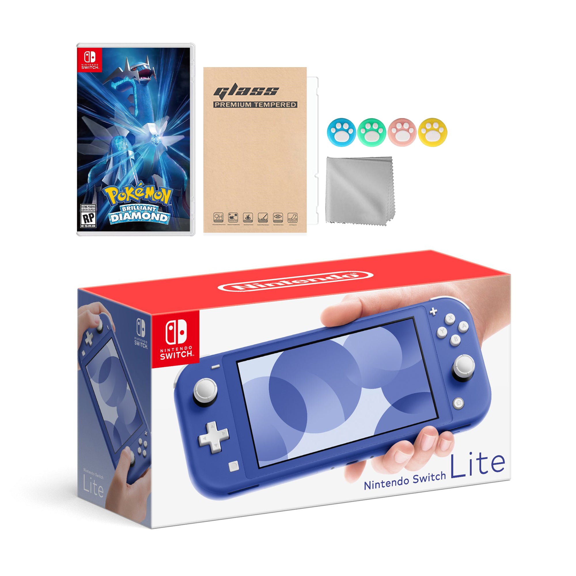 Nintendo Switch Lite Blue with Pokemon Brilliant Diamond and Mytrix Accessories NS Game Disc Bundle Best Holiday Gift