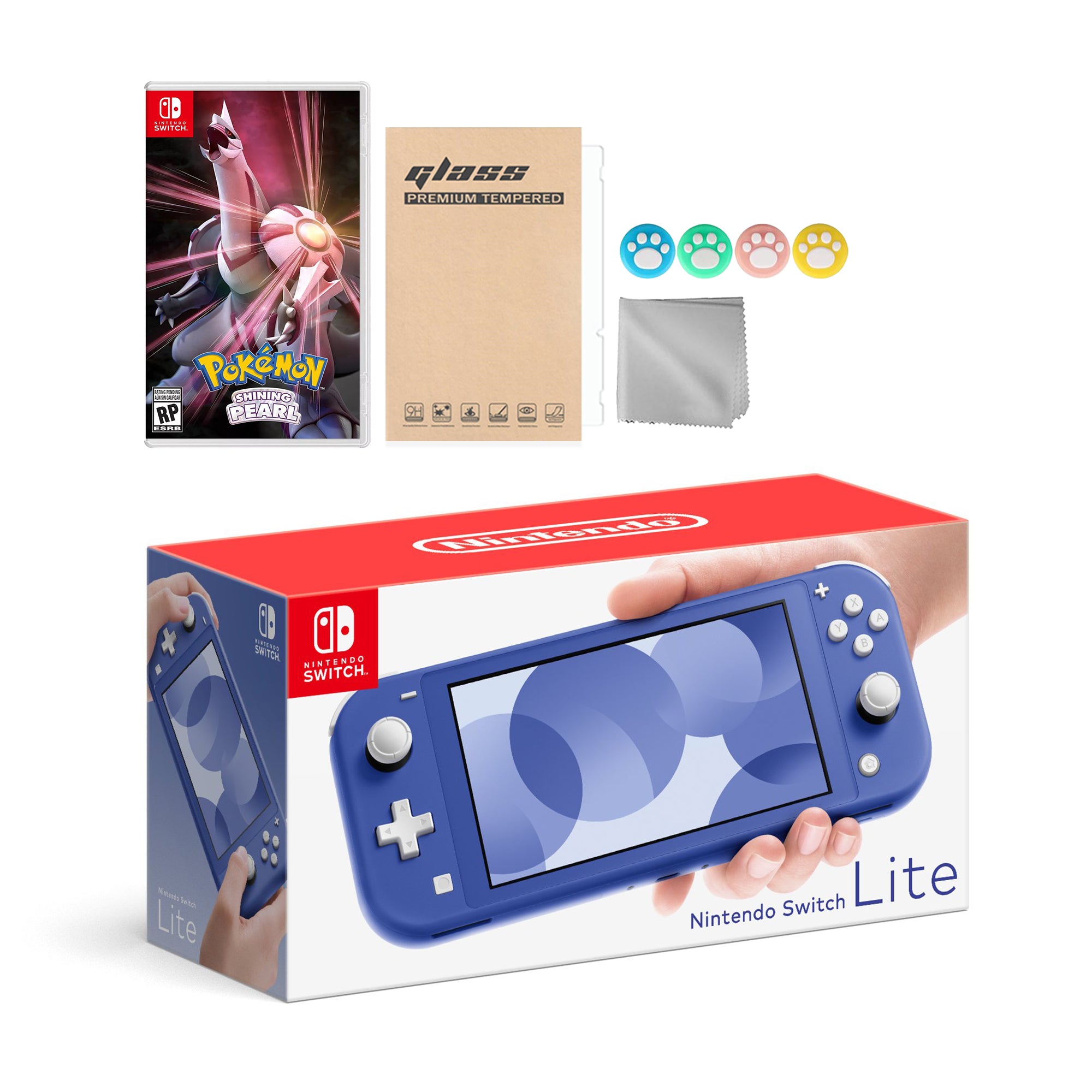 Nintendo Switch Lite Blue with Pokemon Shining Pearl and Mytrix Accessories NS Game Disc Bundle Best Holiday Gift