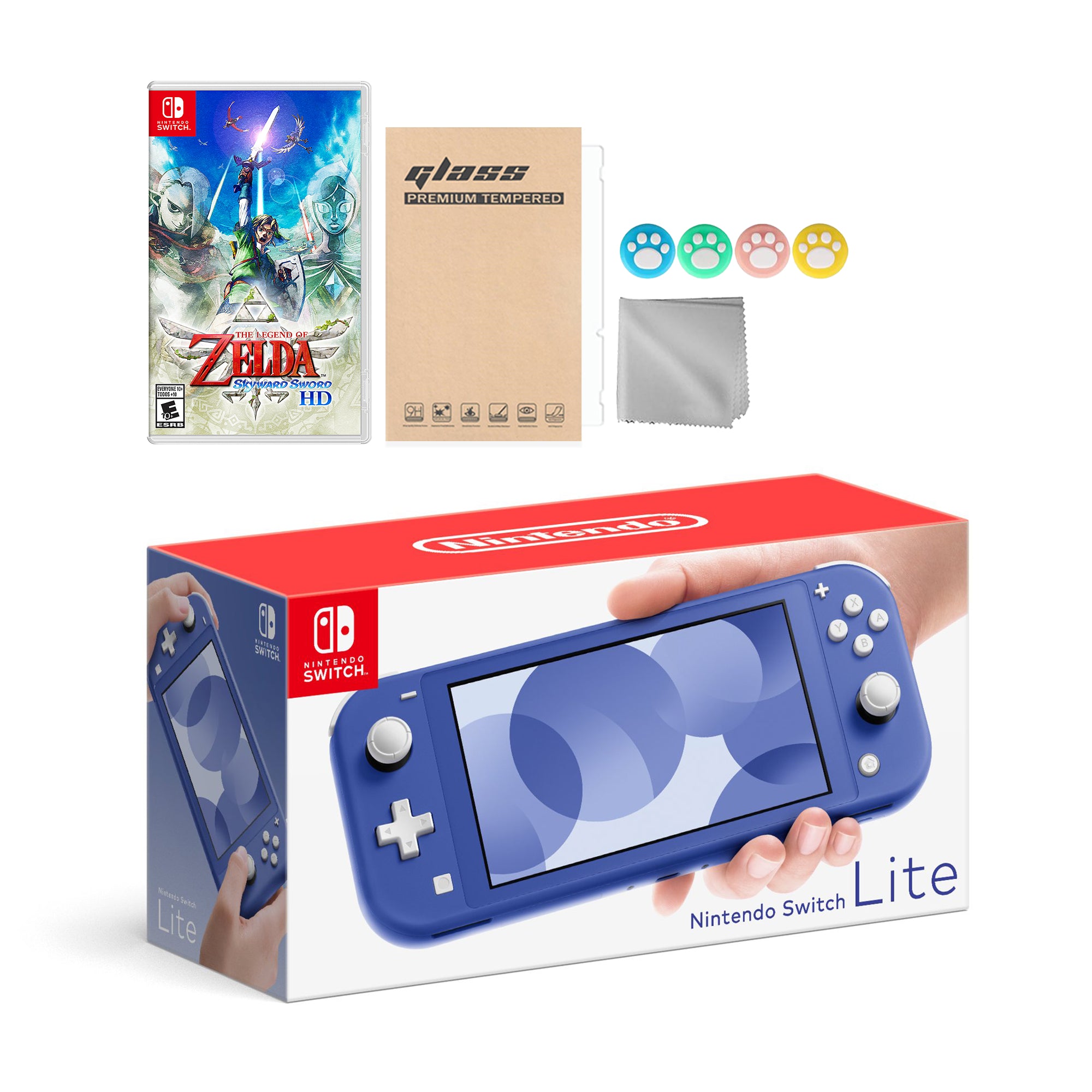 Nintendo Switch Lite Blue with The Legend of Zelda: Skyward Sword HD and Mytrix Accessories NS Game Disc Bundle Best Holiday Gift