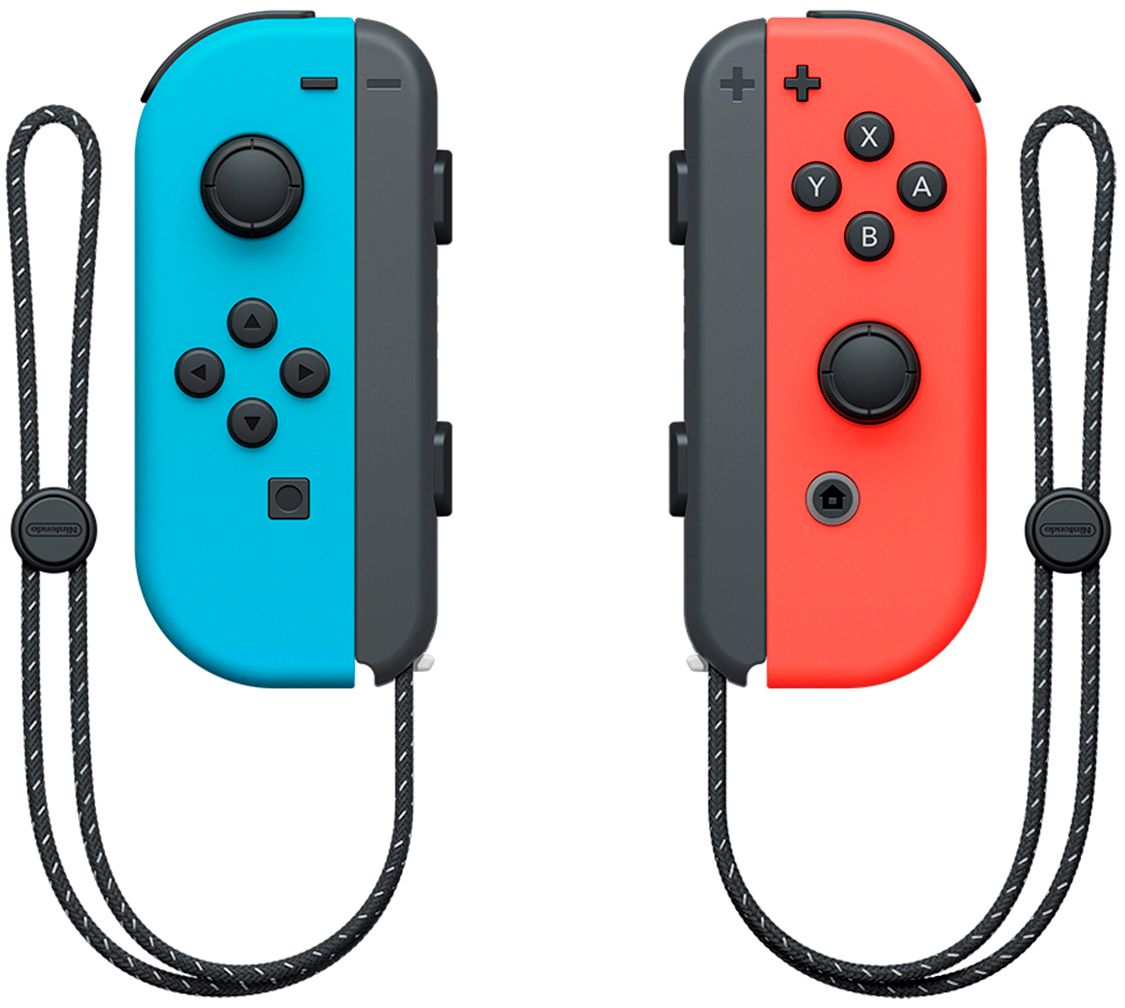 2021 New Nintendo Switch OLED Model Neon Red & Blue Joy Con 64GB Console HD Screen & LAN-Port Dock with Mario Rabbids Kingdom Battle And Mytrix Joystick Caps & Screen Protector