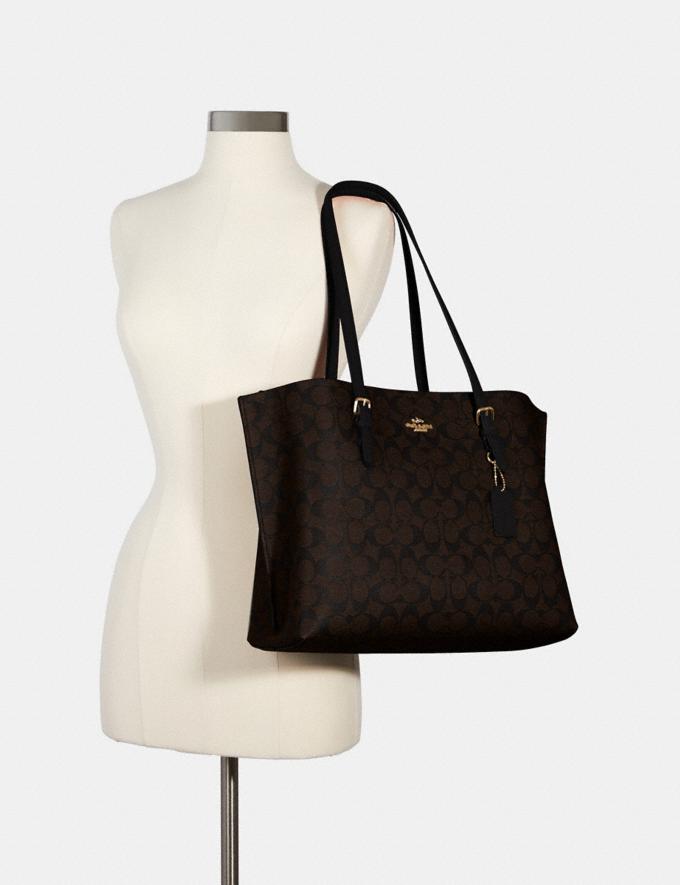 Coach 1665 Mollie Tote In Signature Canvas In Brown Black