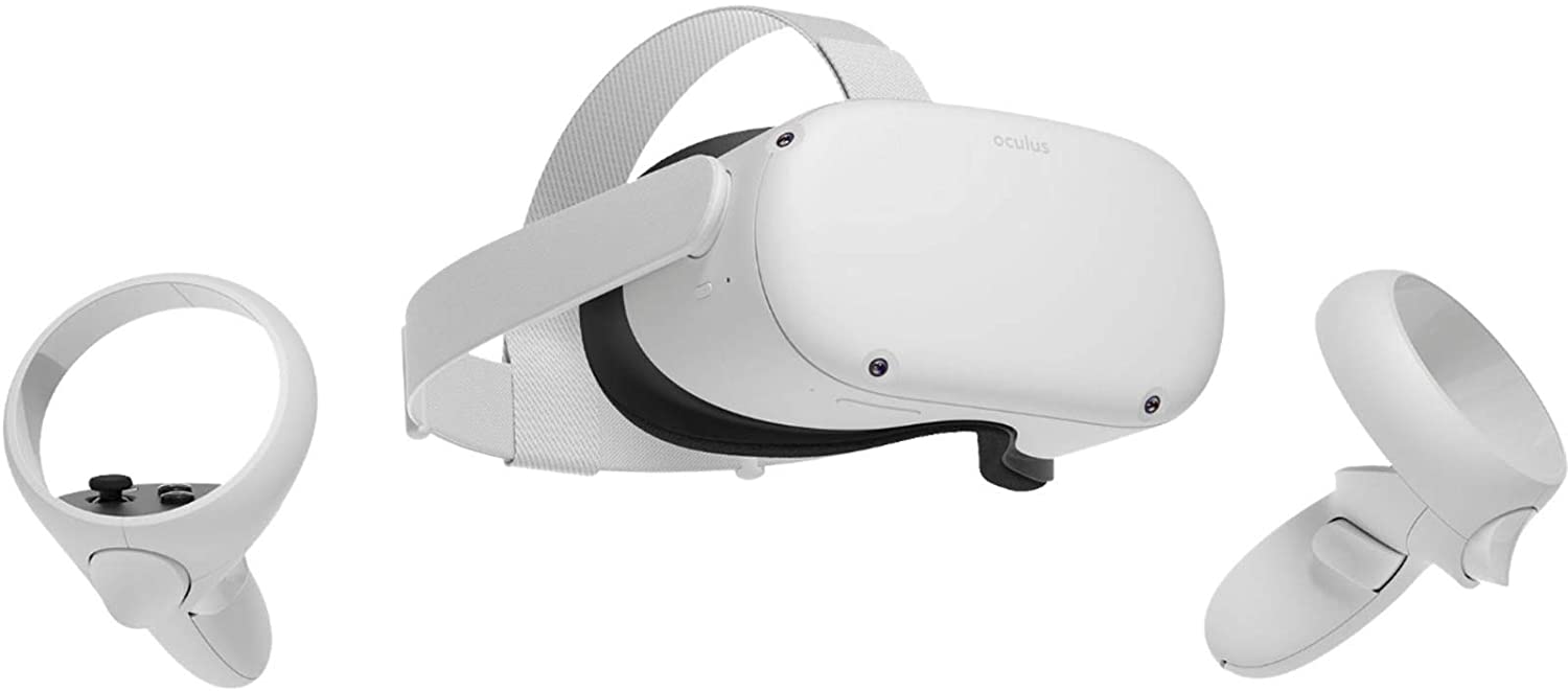 2021 Oculus Quest 2 All-In-One VR Headset, Touch Controllers, 128GB SSD, 1832x1920 up to 90 Hz Refresh Rate LCD, Glasses Compatible, 3D Audio, Mytrix Head Strap, Carrying Case