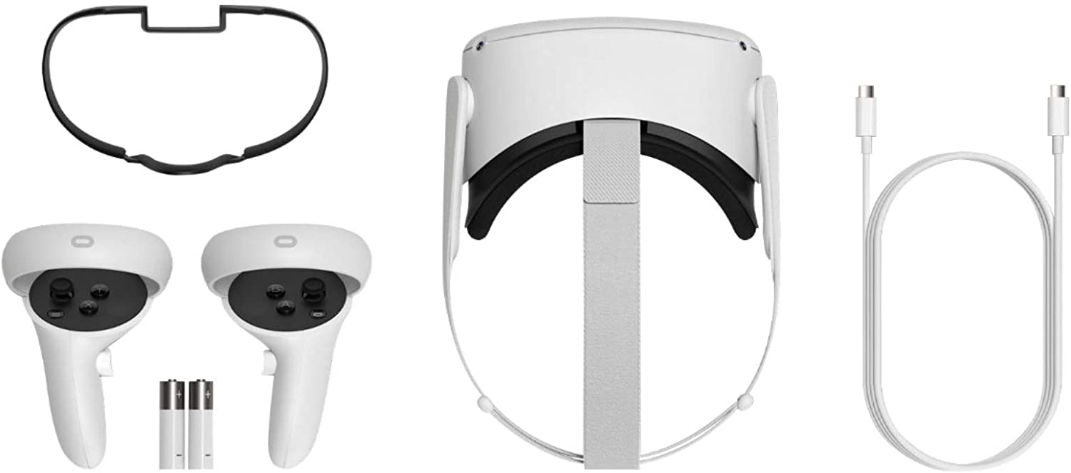 2021 Oculus Quest 2 All-In-One VR Headset, Touch Controllers, 128GB SSD, 1832x1920 up to 90 Hz Refresh Rate LCD, 3D Audio, Mytrix Head Strap, Carrying Case, Earphone
