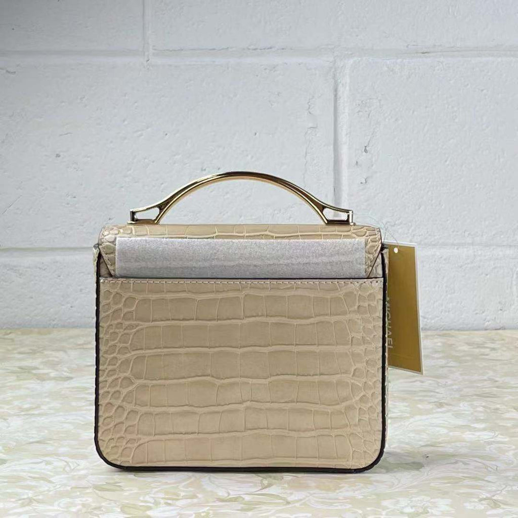 MICHAEL KORS 35T1GKSF5E Small Crocodile Embossed Convertible Crossbody Bag In Buff