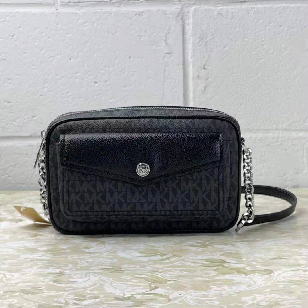 Michael Kors Jet Set Travel 35F1STVC8B Camera Xbody MK Leather Crossbody Bag Black