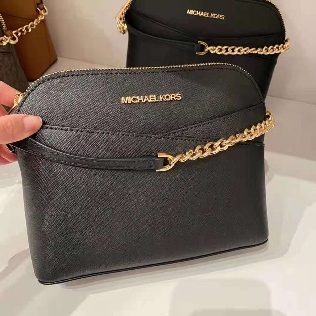 Michael Kors 35F1GTVC6T Jet Set Travel Dome Crossbody Bag Leather in Black