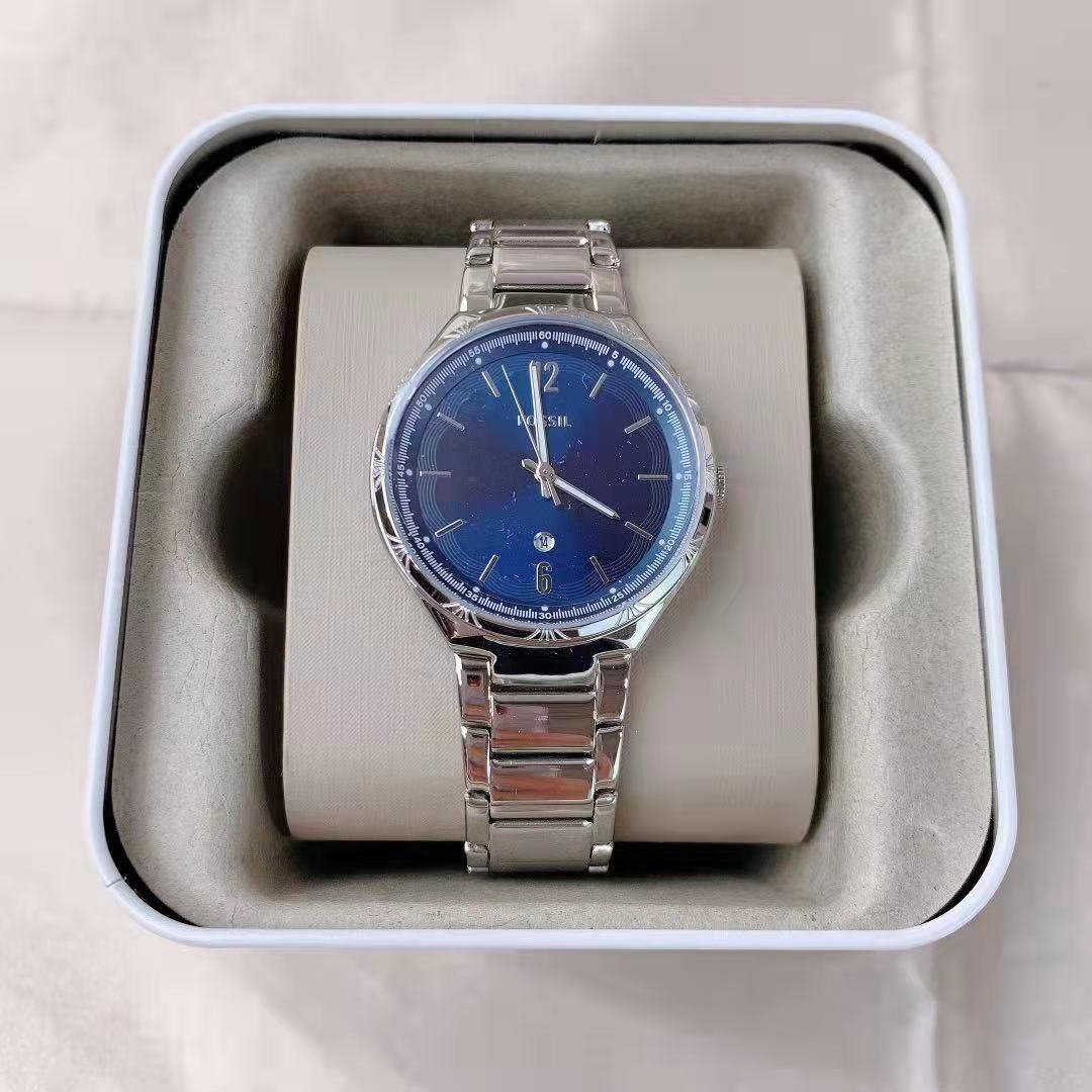 Fossil BQ3741 Ladies Blue Dial Silver Stainless Steel Watch