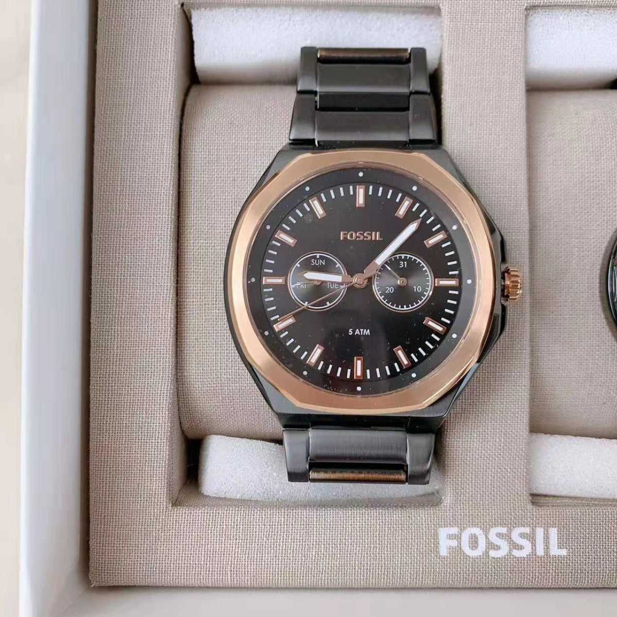 Fossil BQ2645SET His and Her Multifunction Black Stainless Steel Watch 796483551015