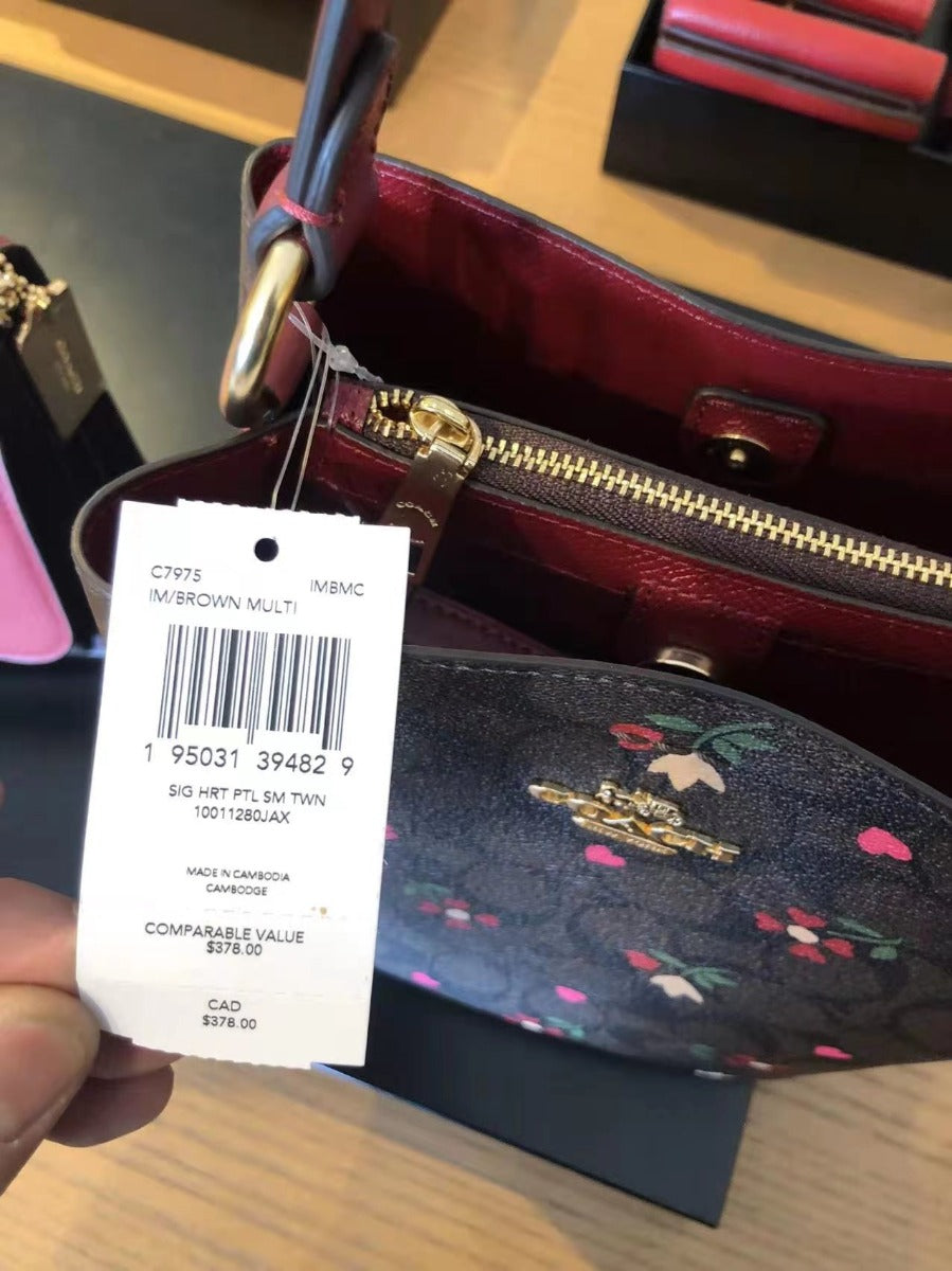 Coach C7975 Small Town Bucket Bag In Signature Canvas With Heart Petal Print In BROWN MULTI