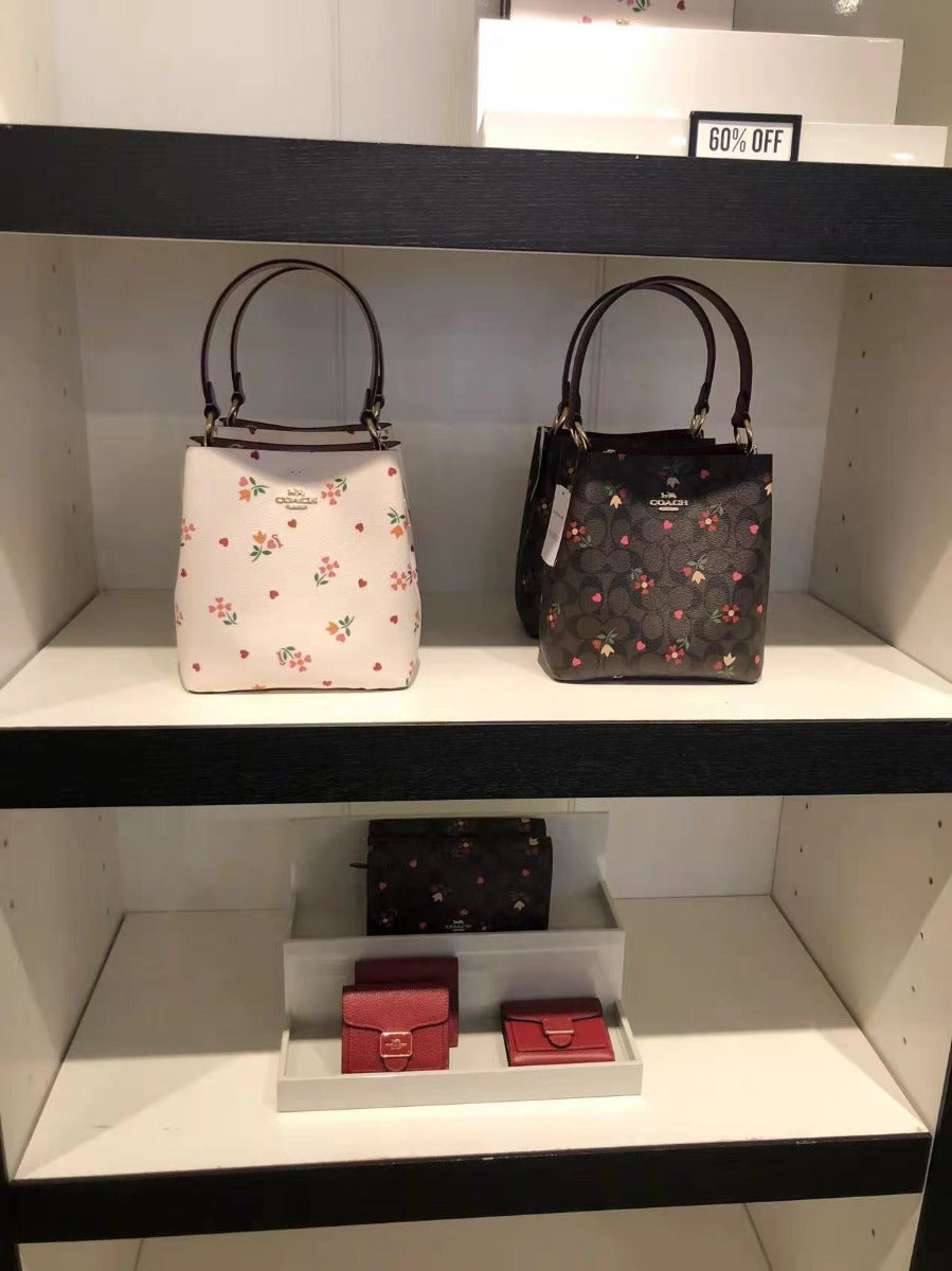 Coach C7975 Small Town Bucket Bag In Signature Canvas With Heart Petal Print In BROWN MULTI