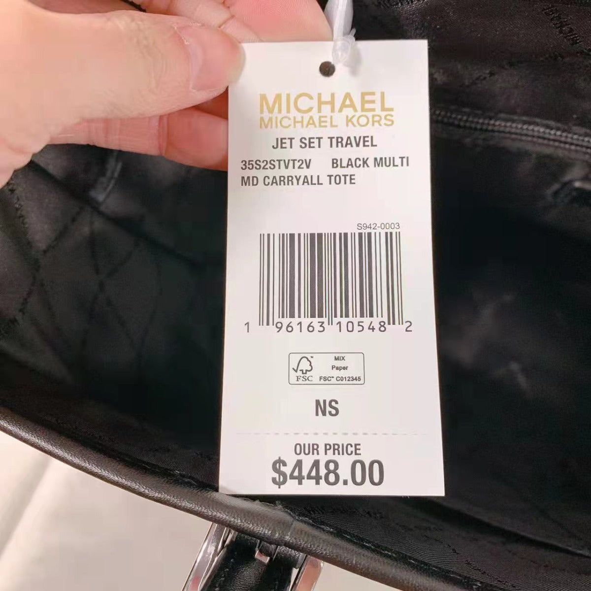 Michael Kors 35S2STVT2V Jet Set Travel Medium Carryall Tote In BLACK MULTI