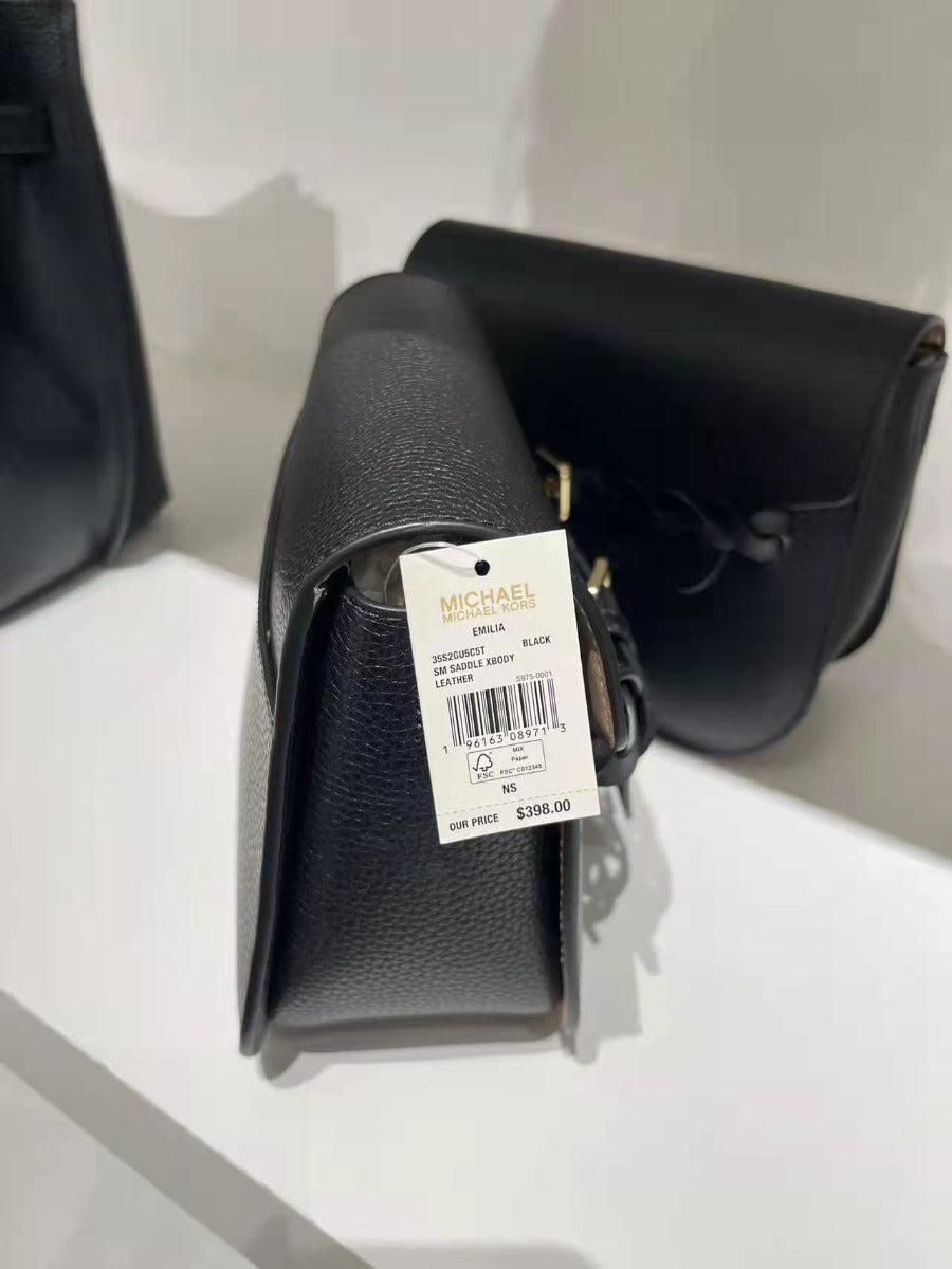 MICHAEL KORS 35S2GU5C5T Emilia Small Pebbled Leather Crossbody Bag In Black