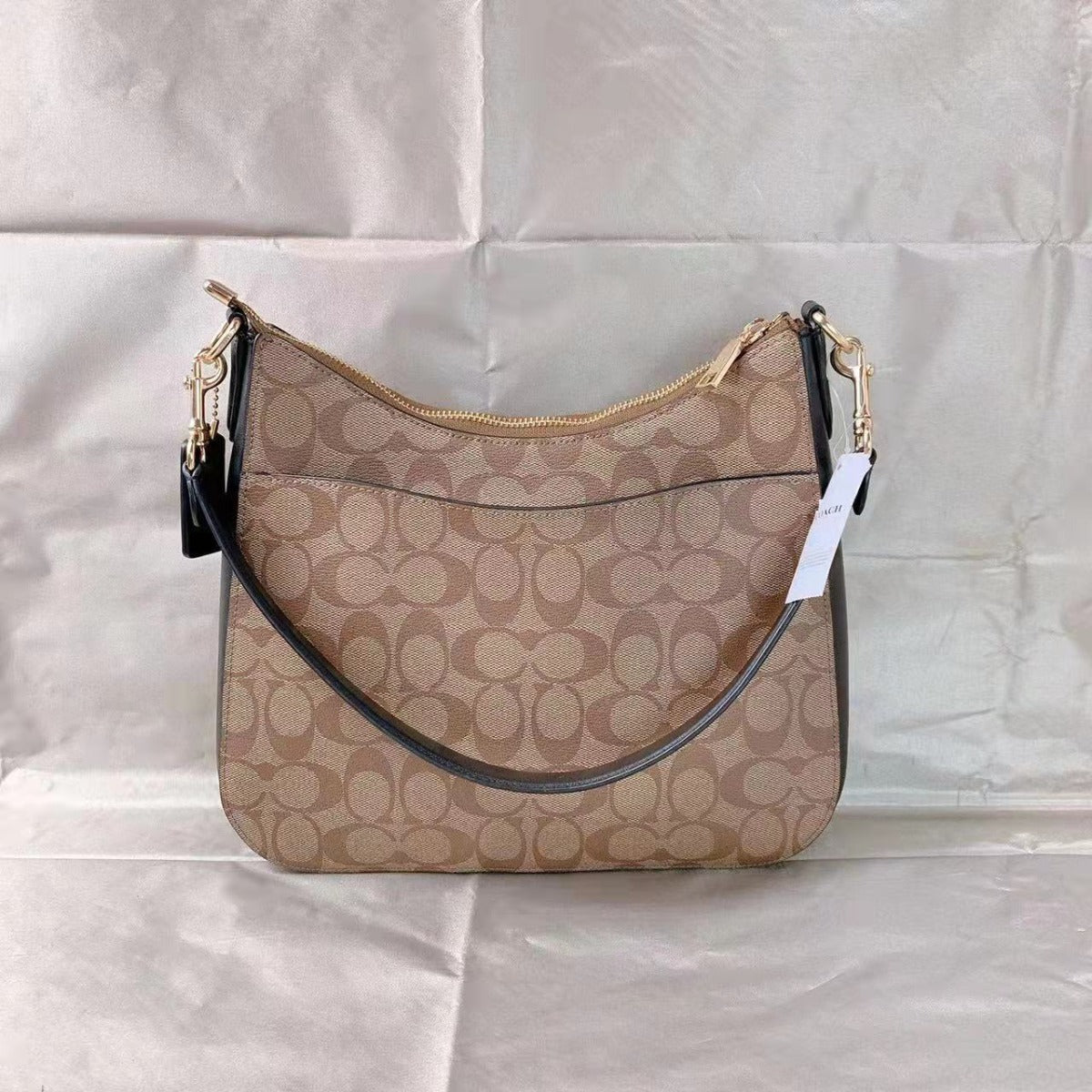 Coach C7229 Georgie Hobo In Colorblock Signature Canvas In Gold/Khaki/Terracotta Multi