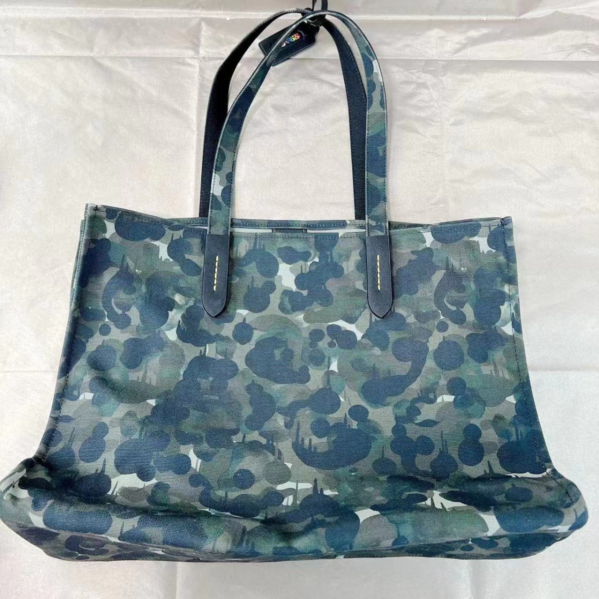 Coach CA303 100 Percent Recycled Canvas Tote 42 In Green/Blue Multi