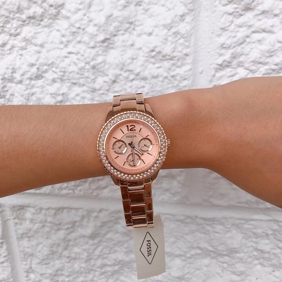 Fossil ES3590 Stella Multifunction Rose-Tone Stainless Steel Watch