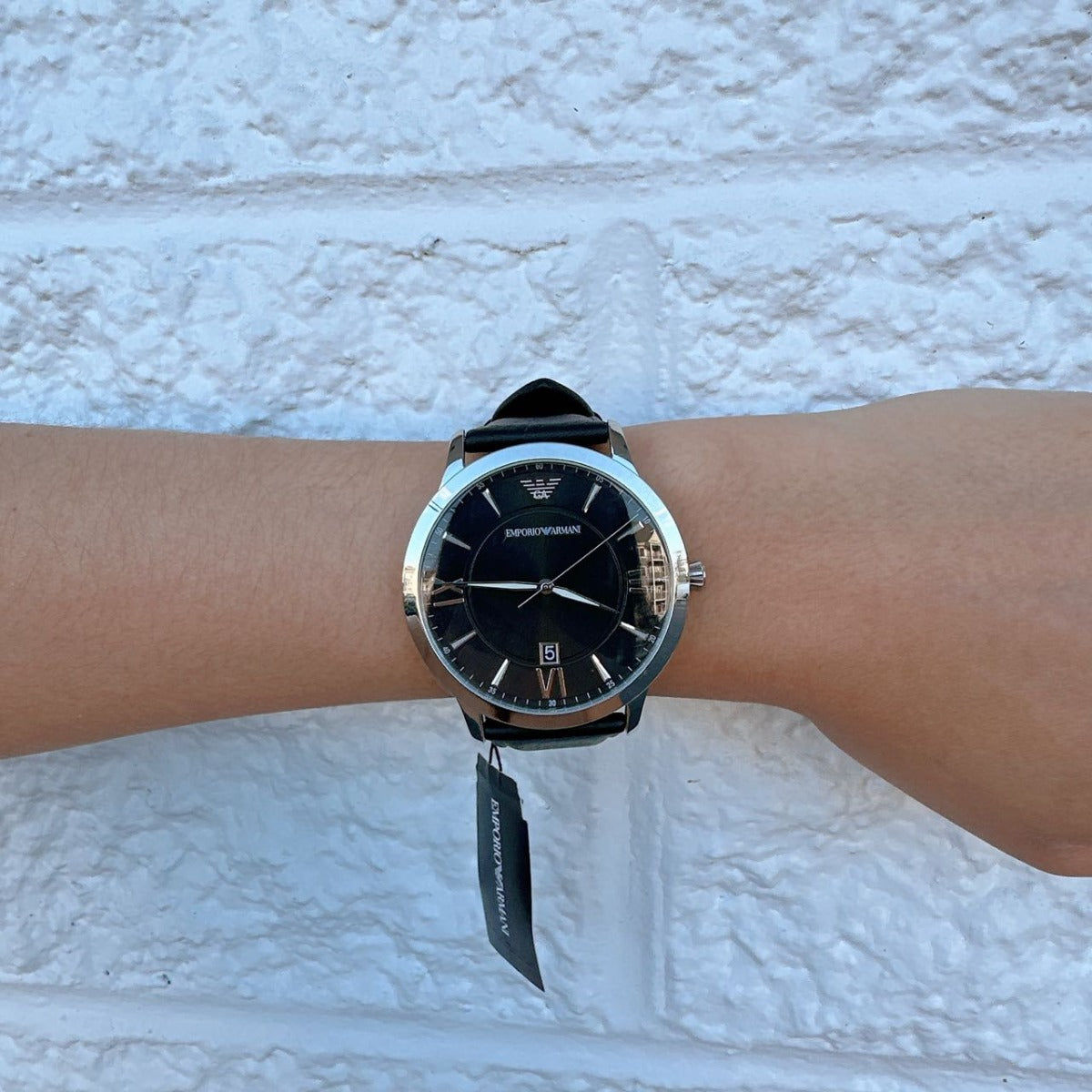 EMPORIO ARMANI AR11210 Giovanni Quartz Black Dial Black Leather Men's Watch