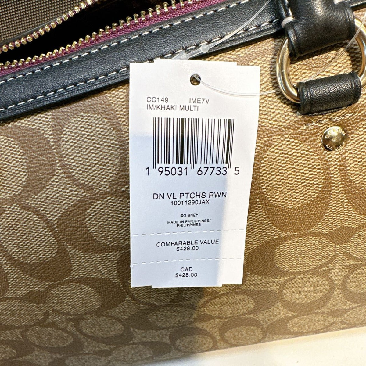 Coach CC149 Disney X Coach Rowan Satchel In Signature Canvas Gold/Khaki Multi