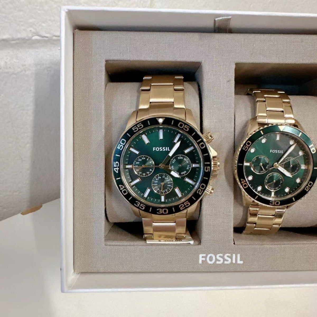 Fossil BQ2754SET His and Hers Multifunction Gold-Tone Stainless Steel Watch