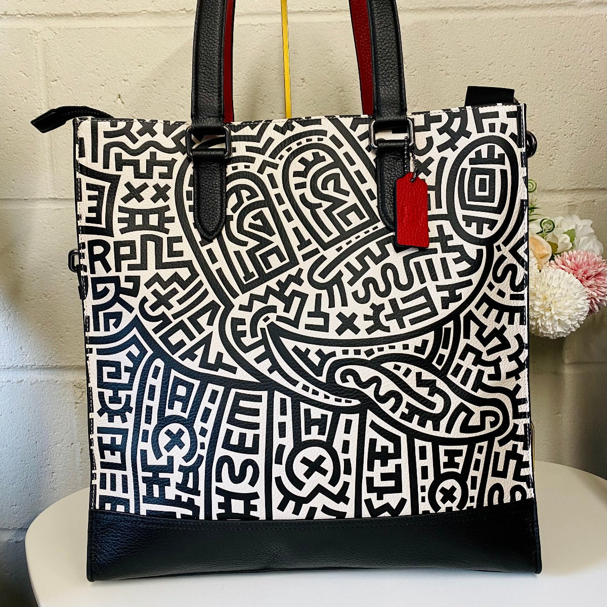 Coach C6872 Disney Mickey Mouse X Keith Haring Graham Structured Tote IN Black White