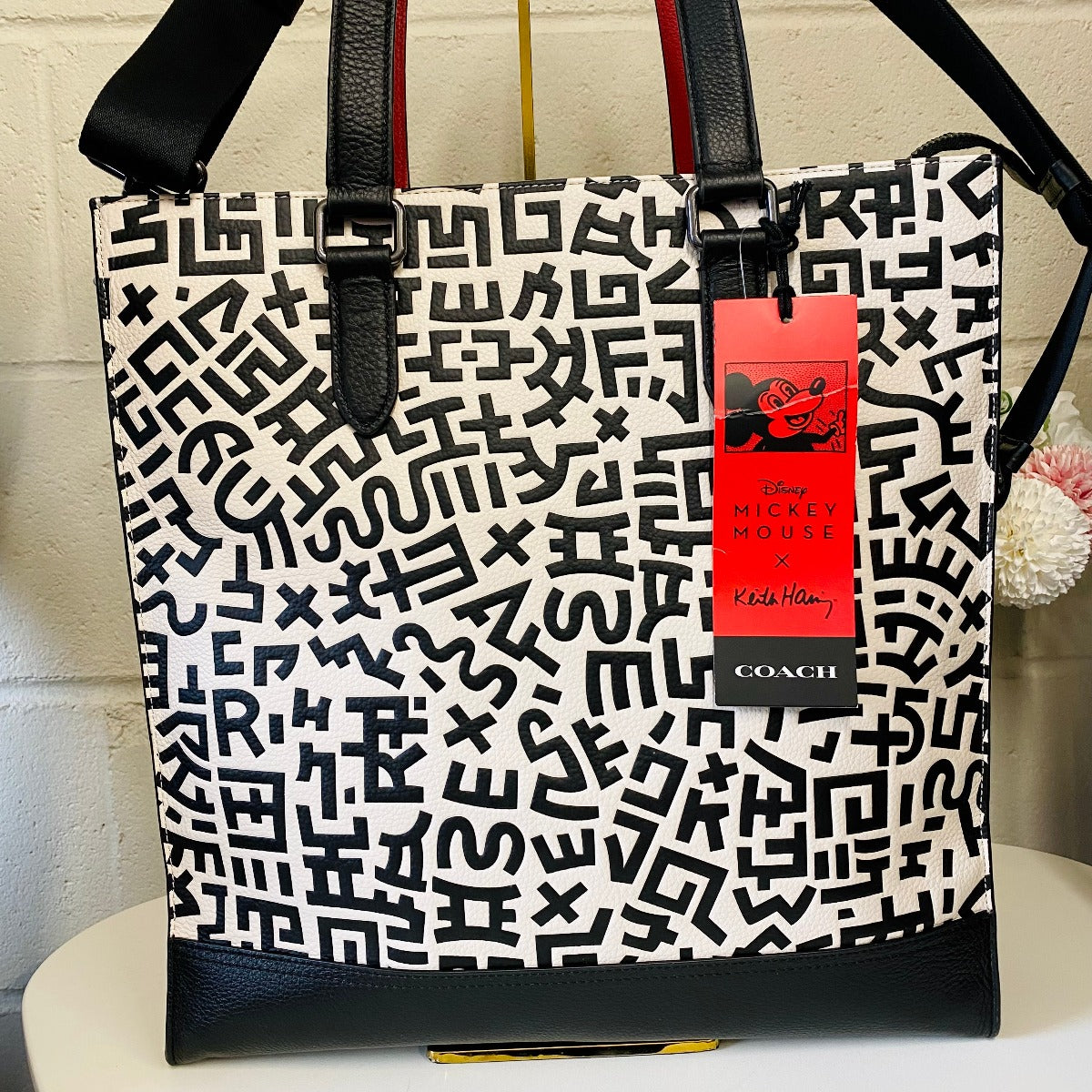 Coach C6872 Disney Mickey Mouse X Keith Haring Graham Structured Tote IN Black White