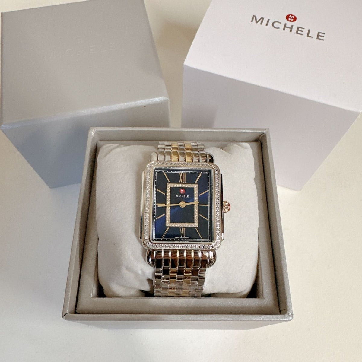 Michele MWW06X000045 Deco II 29MM 18K Goldplated Stainless Steel & Diamond Bracelet Watch