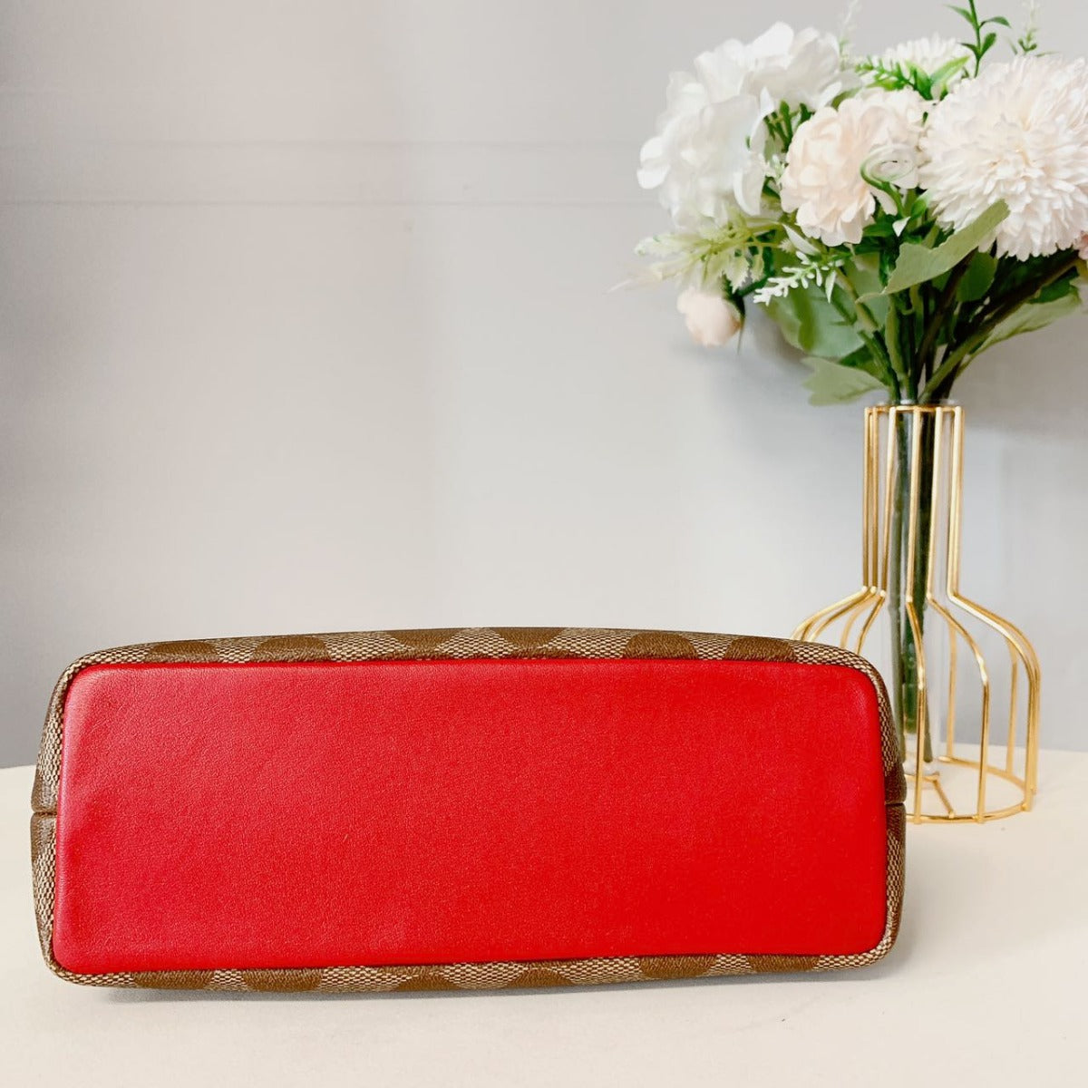 Coach CH512 Nora Kisslock Crossbody In Signature Canvas IN Khaki Electric Red