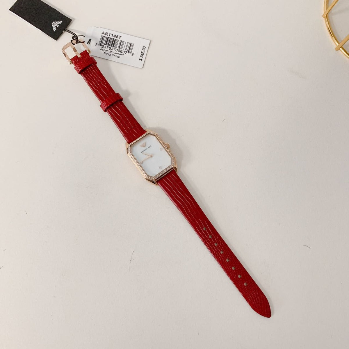Emporio Armani AR11467 Two-Hand Red Leather Watch 723763306379