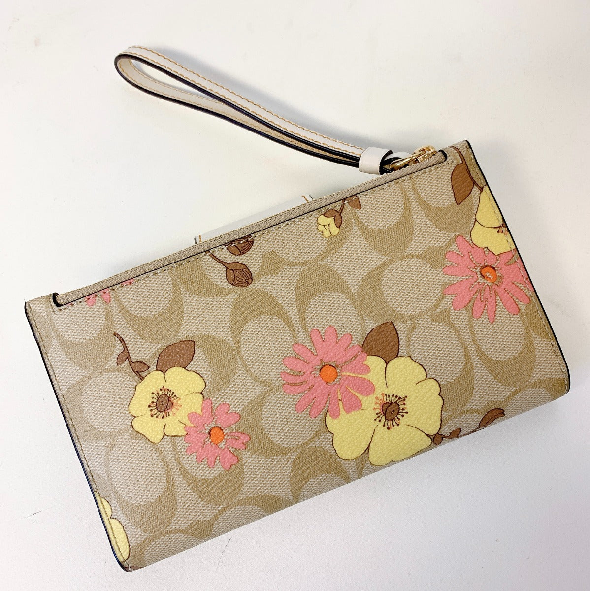Coach CH720 Tech Wallet In Signature Canvas With Floral Cluster Print IN Light Khaki Multi