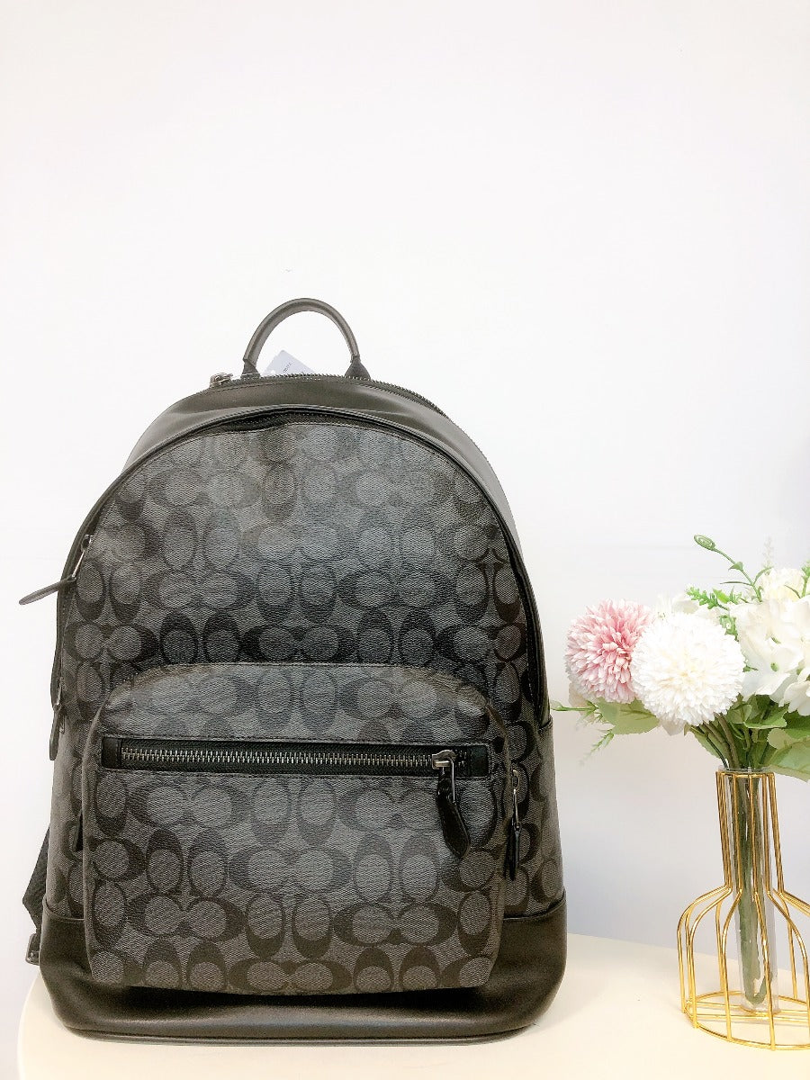 Coach 2736 West Backpack In Signature Canvas IN Charcoal Black