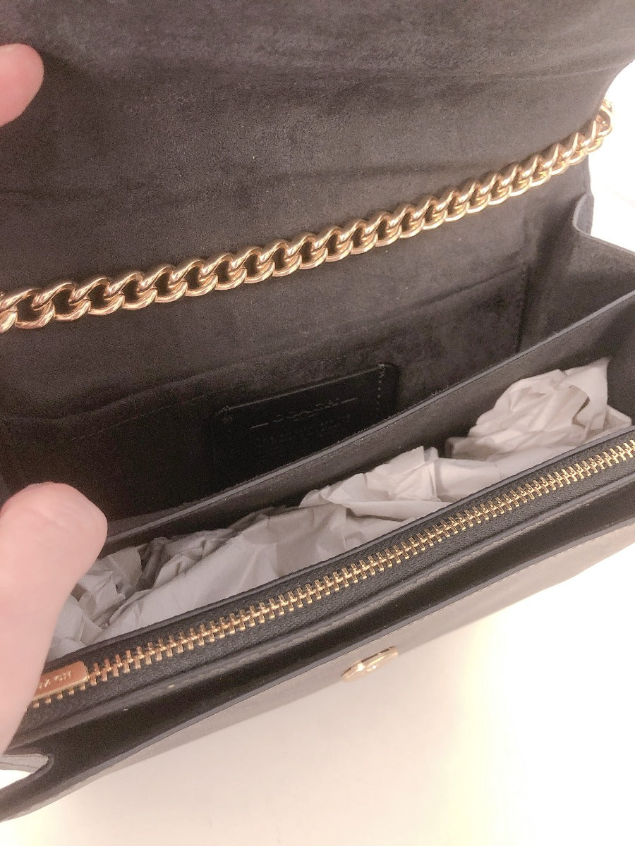 NWT Coach 91019 Klare Crossbody In Signature Canvans Chain Strap Bag Brown/Black