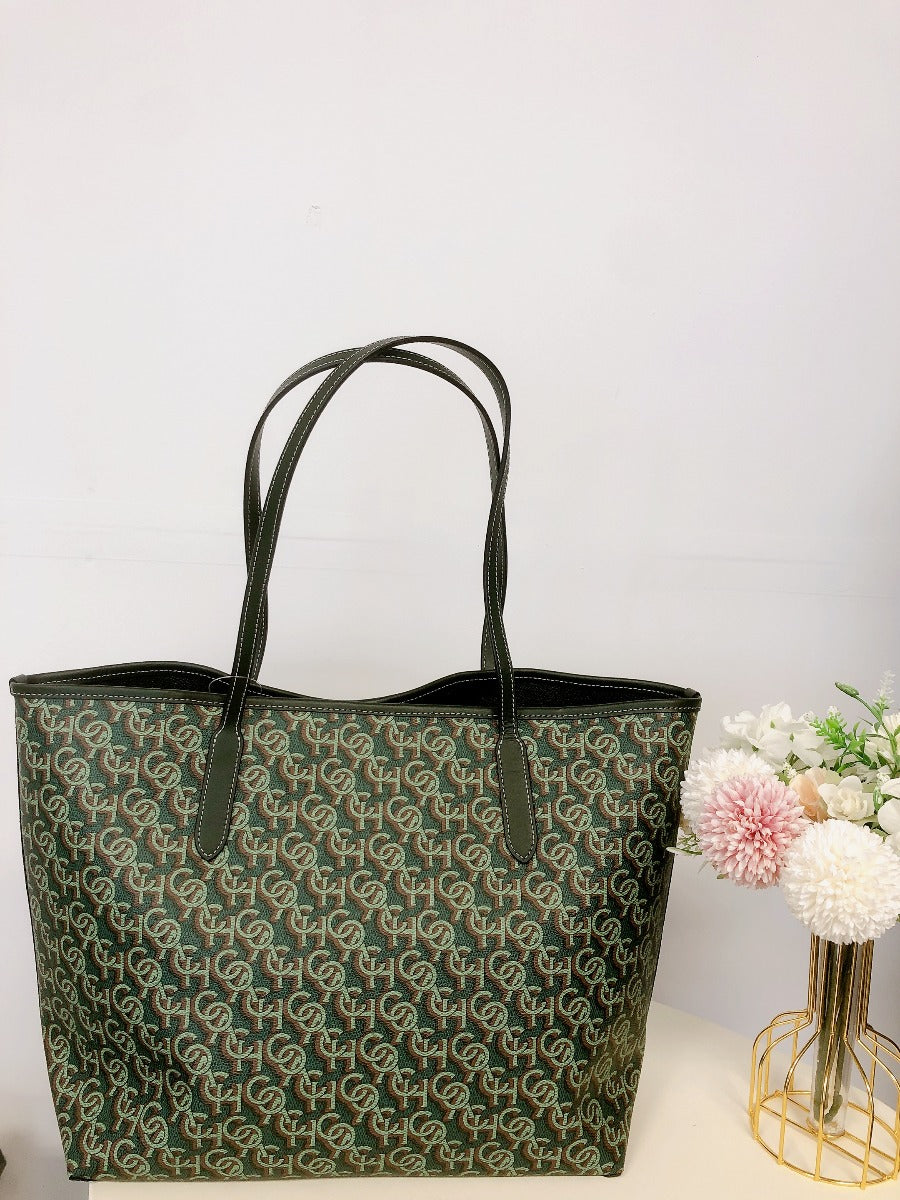 Coach CF342 City Tote With Coach Monogram Print IN Green