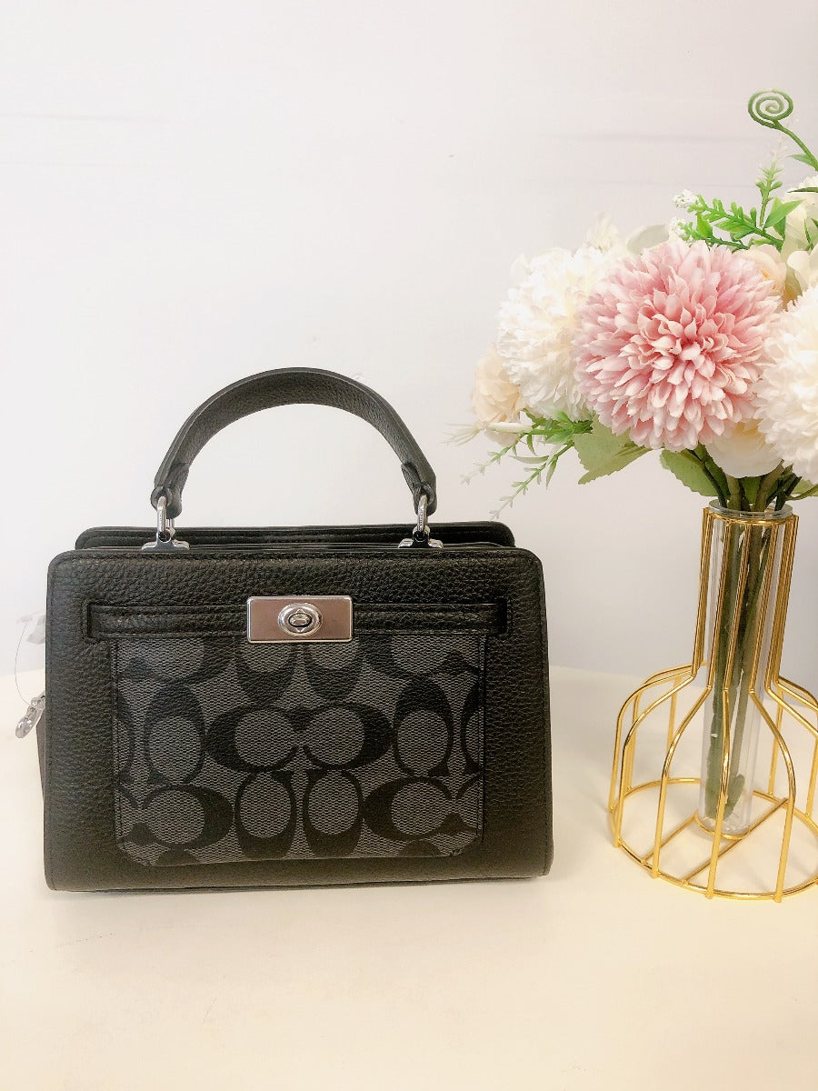 Coach CC977 Mini Lane Top Handle In Signature Canvas IN BLACK