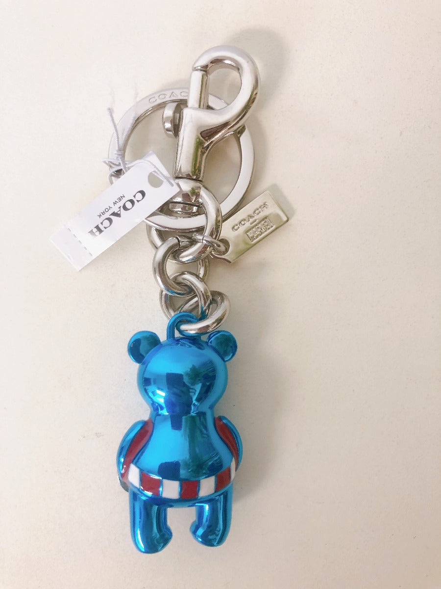 COACH 2755 COACH │ MARVEL CAPTAIN AMERICA BEAR BAG CHARM IN MIDNIGHT NAVY/RED