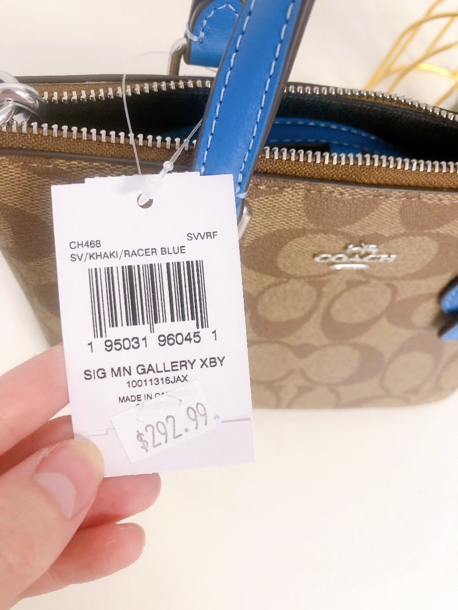 Coach CH468 Mini Gallery Crossbody In Signature Canvas IN KHAKI RACER BLUE