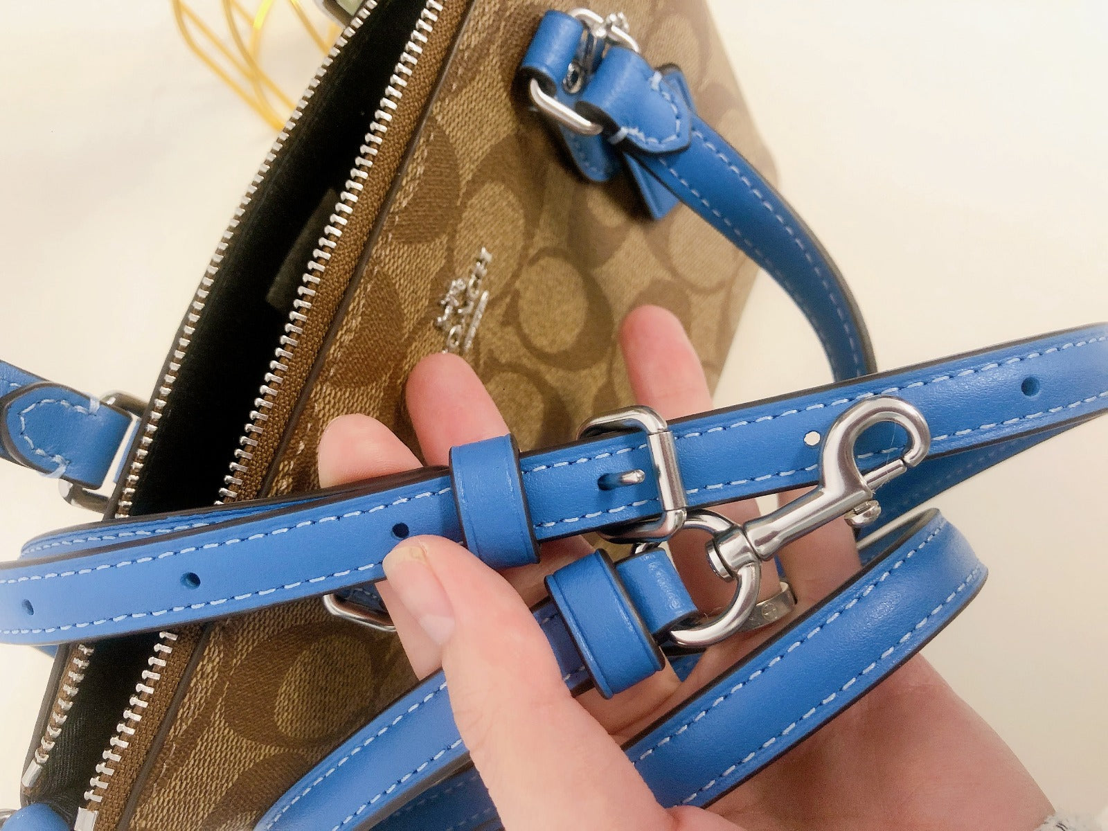 Coach CH468 Mini Gallery Crossbody In Signature Canvas IN KHAKI RACER BLUE