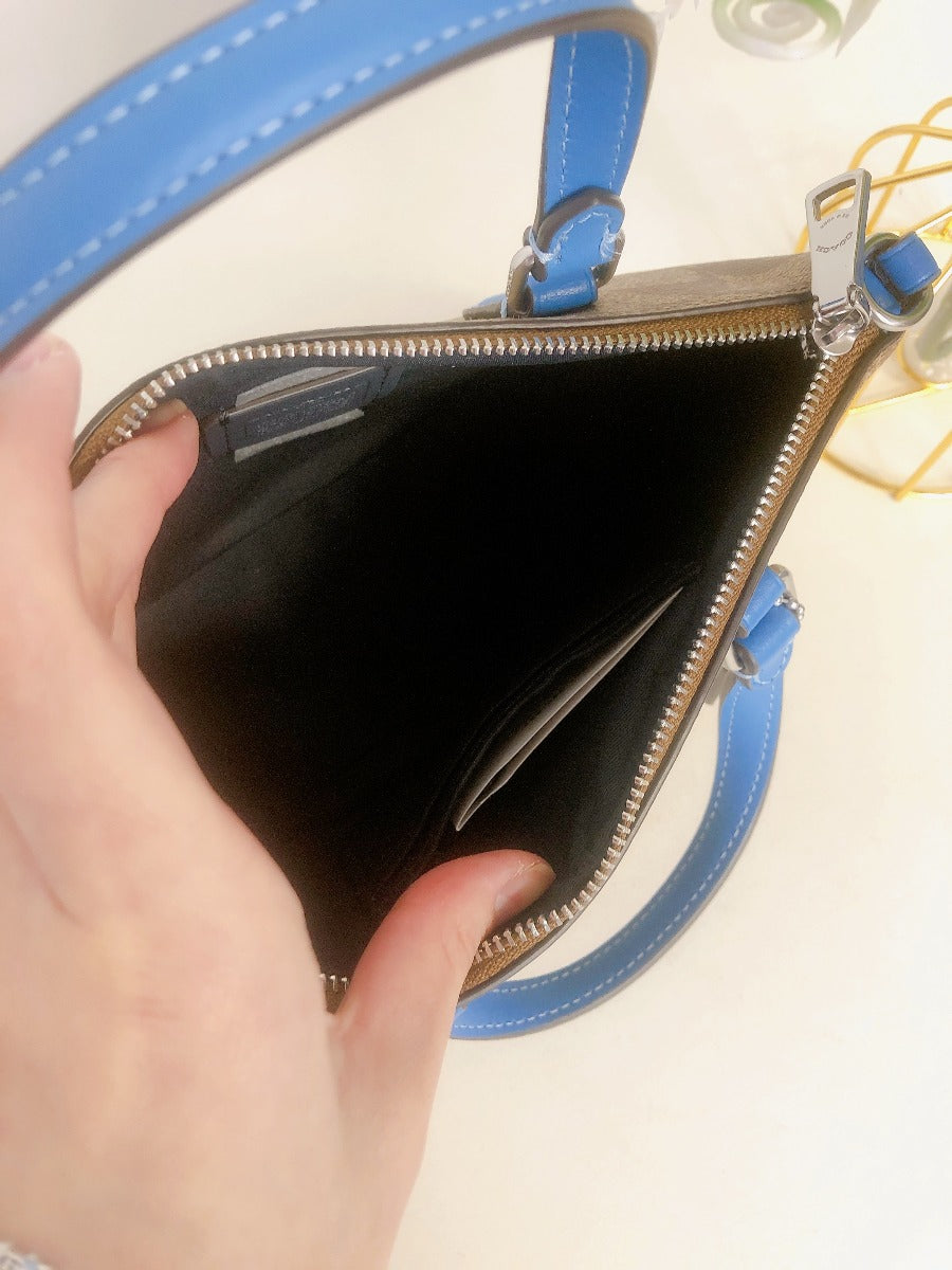 Coach CH468 Mini Gallery Crossbody In Signature Canvas IN KHAKI RACER BLUE